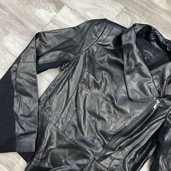 Lafayette 148 New York Moto Leather Zip Up Jacket - Picture 2 of 9